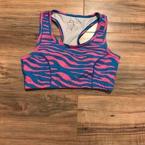 Neon Pink/Blue Zebra Print Dance Bra